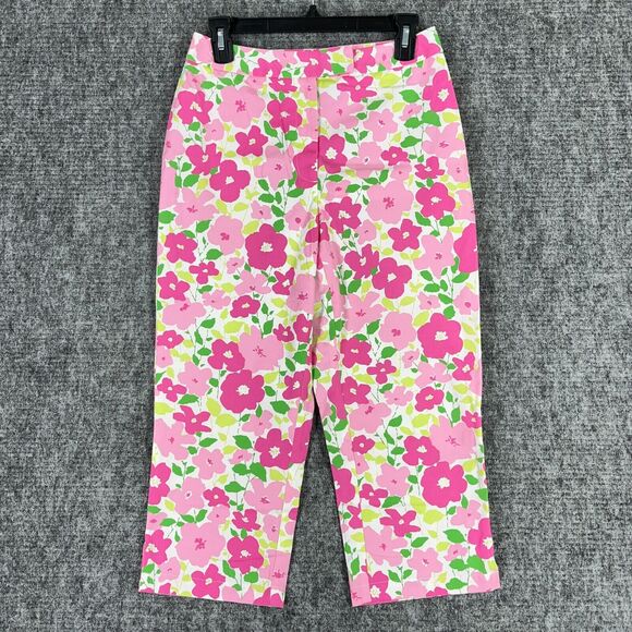 LIZ‎ CLAIBORNE PANTS WOMENS 4 PINK FLORAL BAGGY HIGH WAIST PEDAL PUSHER LIZSPORT - Picture 1 of 11